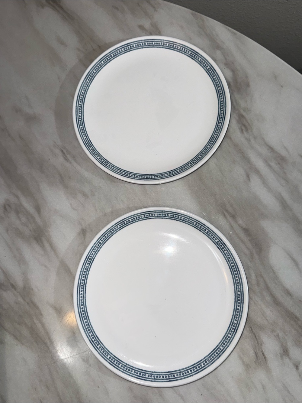 Nautica Home + Maison Set of 2 10" Dinner Plates White/Blue Geometric Ceramic